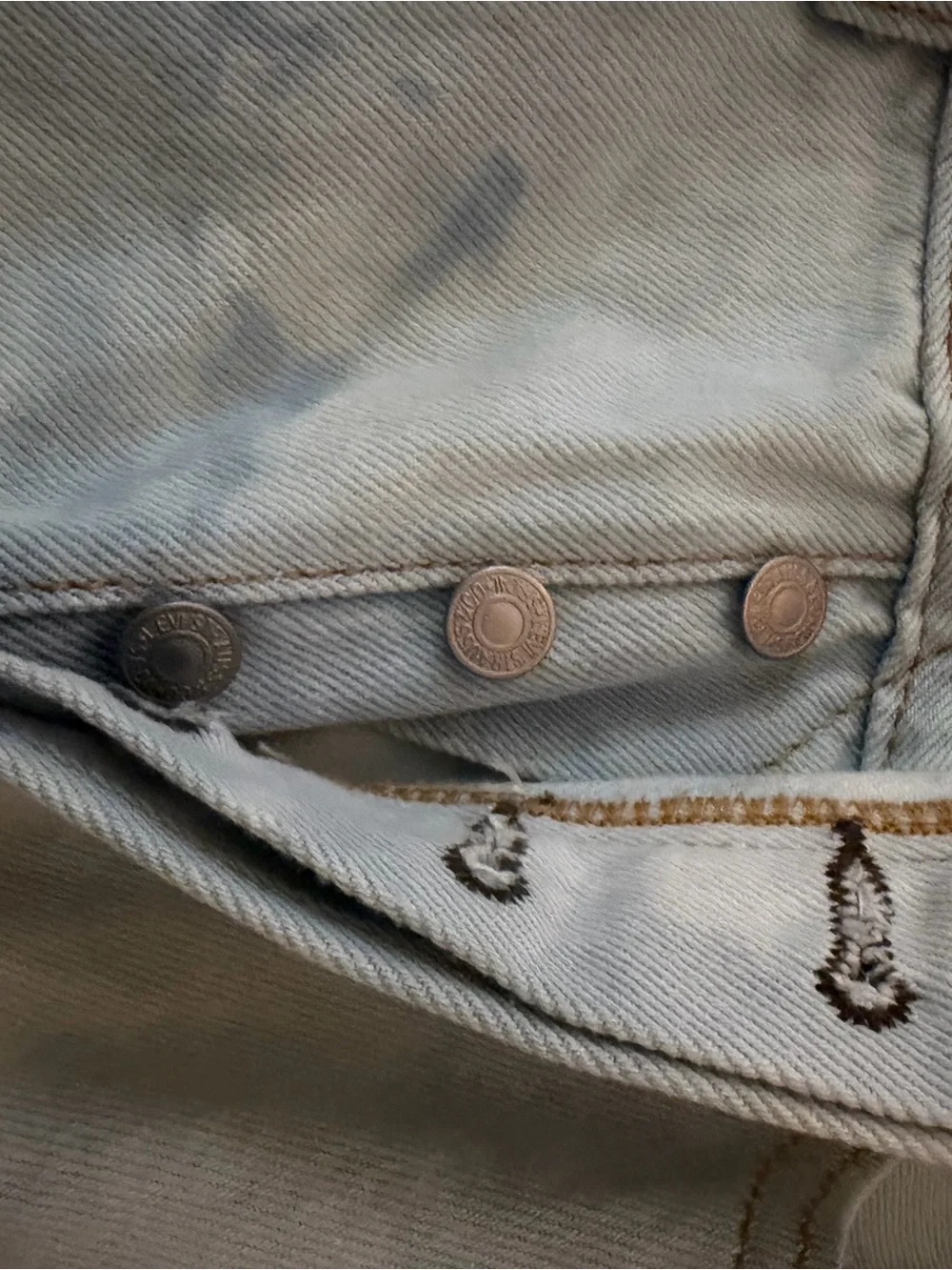 Levi's 501 Light Blue and Cream Denim Jeans